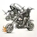 cop chasing grim reaper on motorcycle speeding tattoo design idea
