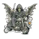 cops chasing grim reaper on motorcycle speeding tattoo design idea