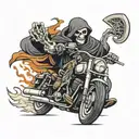 cops chasing grim reaper on motorcycle speeding tattoo design idea