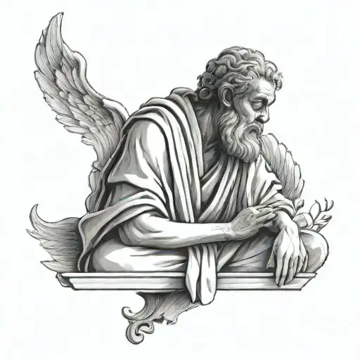 stoic philosopher meditating tattoo design idea