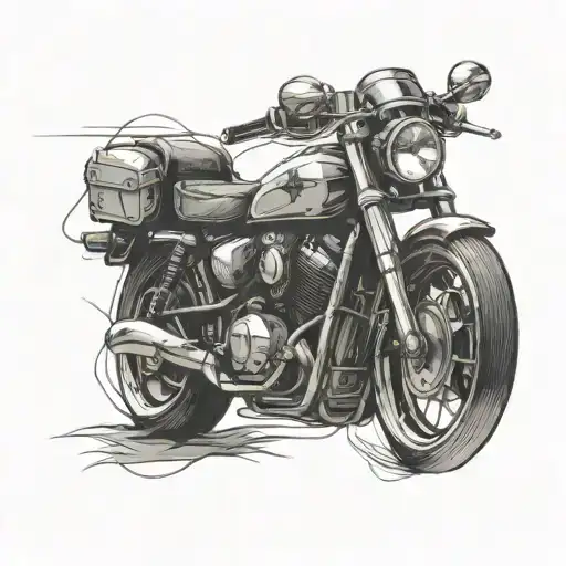 Create a tattoo of a motorcycle rider with a heartbeat line winding through the design tattoo design idea