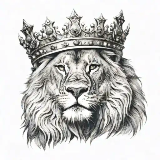 Lion wearing crown  tattoo design idea