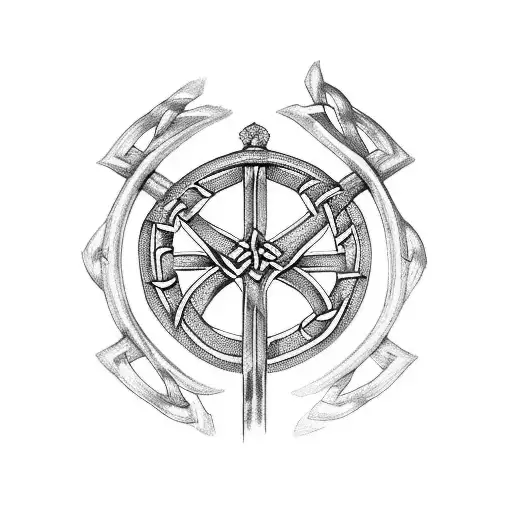 sword, celtic knot, celtic cross. tattoo design idea