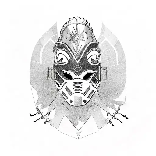 Rooster wearing a luchador mask, color  tattoo design idea