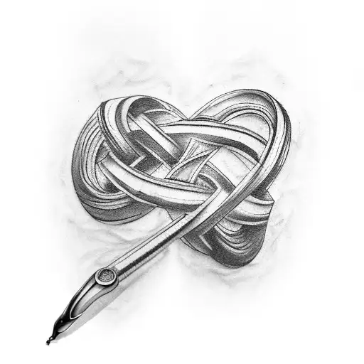 Create a tattoo of a philosopher's quill pen intertwined with MMA gloves, representing the balance between your intellectual pursuits and your physical training tattoo design idea