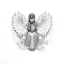 angel con pantera tattoo design idea