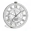 A broken analog clock stuck at 4:47 with the words "because it didn't" underneath  tattoo design idea