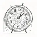 A broken analog clock stuck at 4:47 with the words "because it didn't" underneath  tattoo design idea