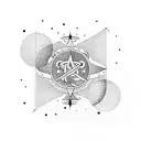 per aspera ad astra lettering tattoo with minimalist moon, star, Aries sign, and a star  tattoo design idea