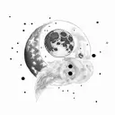 per aspera ad astra lettering tattoo with minimalist moon, star, Aries sign, and a star  tattoo design idea