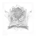 A tattoo of an open scroll with the word 'lessons' written in a flowing script tattoo design idea