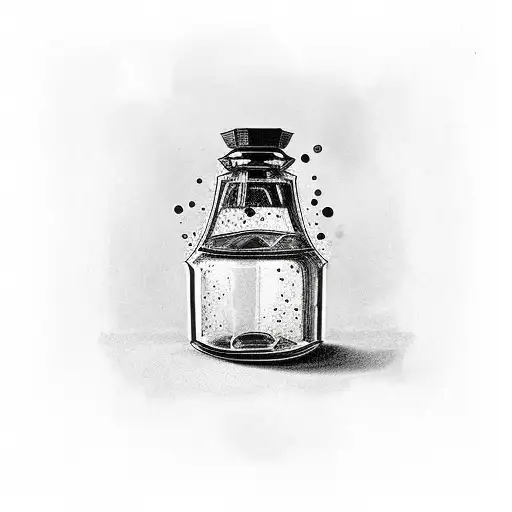 small poison bottle with label saying "hold your poison" tattoo design idea