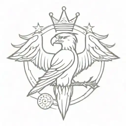hawk crown cross tattoo design idea