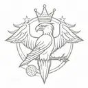 hawk crown cross tattoo design idea