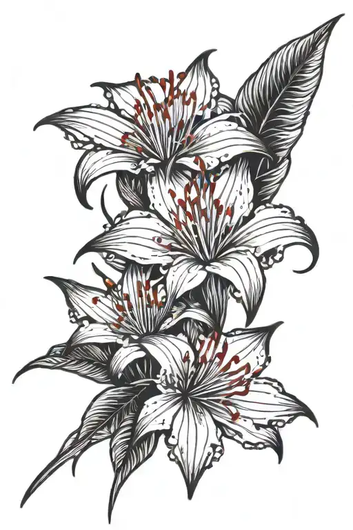 red spider lily flower tattoo design idea