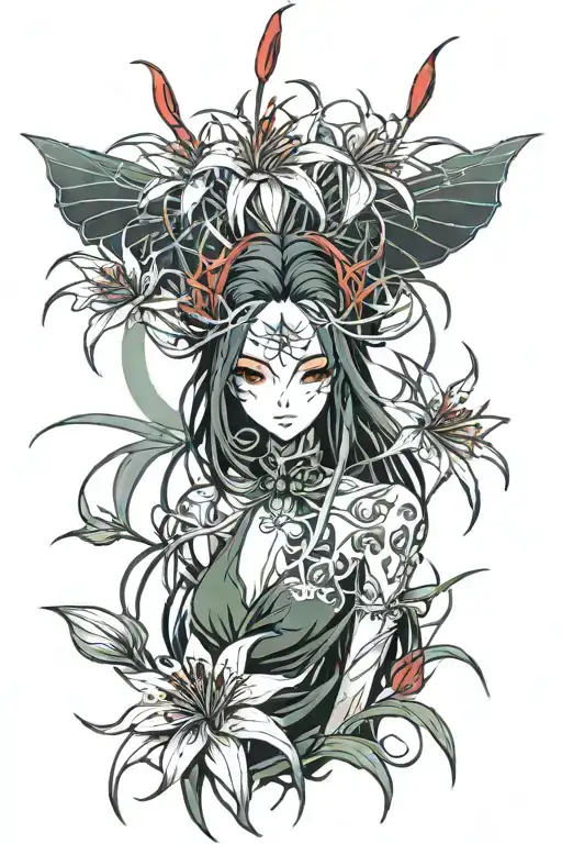 red spider lily flower tattoo design idea