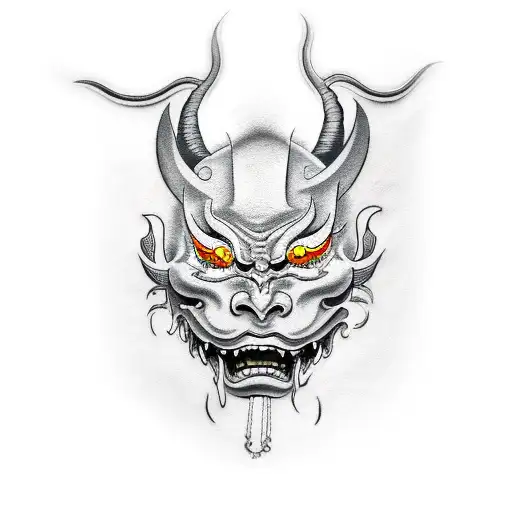 Hannya mask tattoo design idea