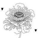 Chrystanthemum, carnation, Poppy, ASter with I love you tattoo design idea