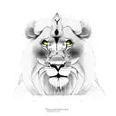 a black-and-white image of terebinth tree full with fruits and two beautiful, cute lion cubs standing in its shadow. tattoo design idea