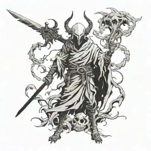 Compulsion Games Blasphemous Shinigami tattoo design idea
