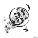 lucky clover and moon tattoo design idea