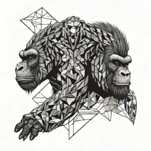 sleeve with gorilla, raven and warrior tattoo design idea
