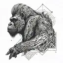 sleeve with gorilla, raven and warrior tattoo design idea
