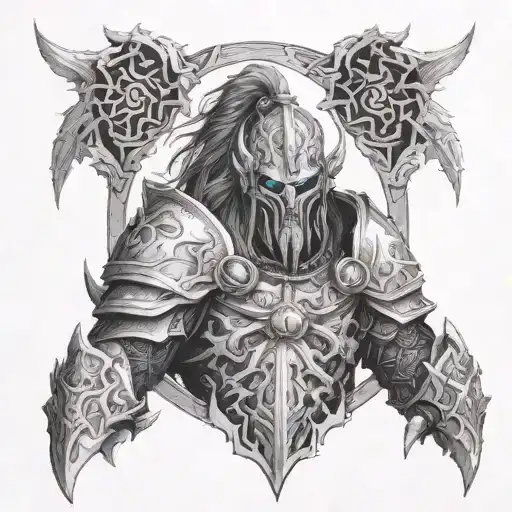 create a design with elements of world of Warcraft including the lich king tattoo design idea