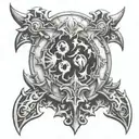 create a design with elements of world of Warcraft including a horde crest tattoo design idea