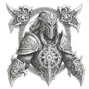 create a design with elements of world of Warcraft including a horde logo and a death knight tattoo design idea