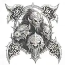 create a design with elements of world of Warcraft including a horde logo tattoo design idea