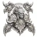 create a design with elements of world of Warcraft including a horde logo tattoo design idea