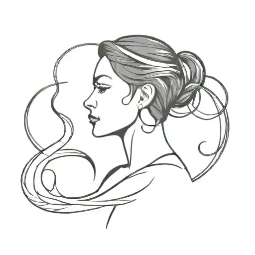 silhouette of a dark-haired woman. Evil snakes are wrapped around her neck, symbolizing suffocating circumstances and conflicts. tattoo design idea