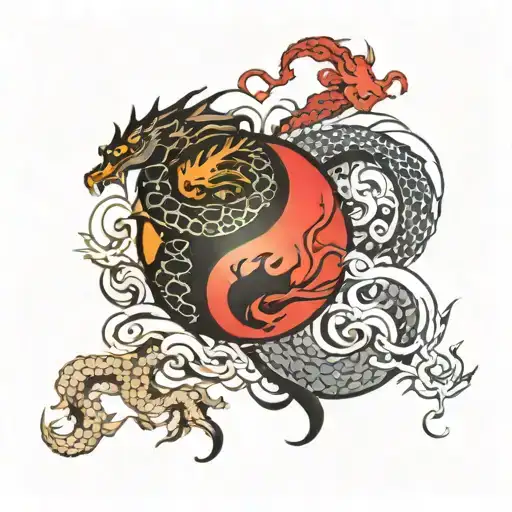 dragon yin yang symbol made tattoo design idea
