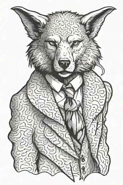 wolf in sheep clothing wearing a suit tattoo design idea