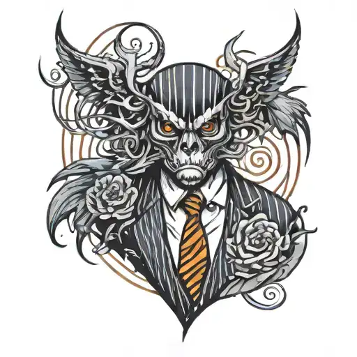 pinstripe suit tattoo design idea