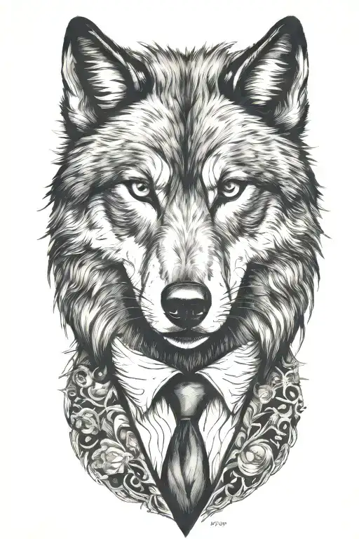 wolf in a suit tattoo design idea