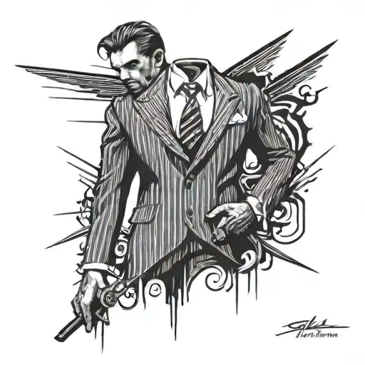 pinstripe suit tattoo design idea