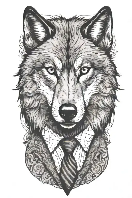 wolf in a suit tattoo design idea