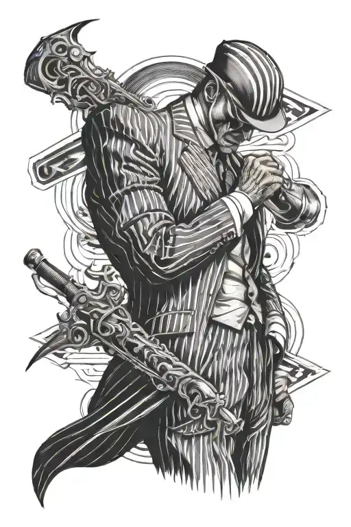 pinstripe suit tattoo design idea