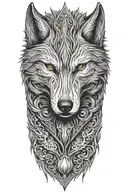  wolf head pinstripe suit tattoo design idea