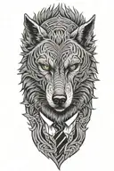  wolf head pinstripe suit tattoo design idea