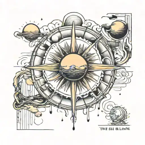 minimal linear psychological tattoo based on the quote "The Sun is alone" tattoo design idea