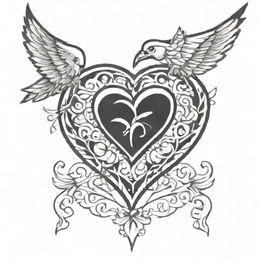 K+W heart tattoo design idea