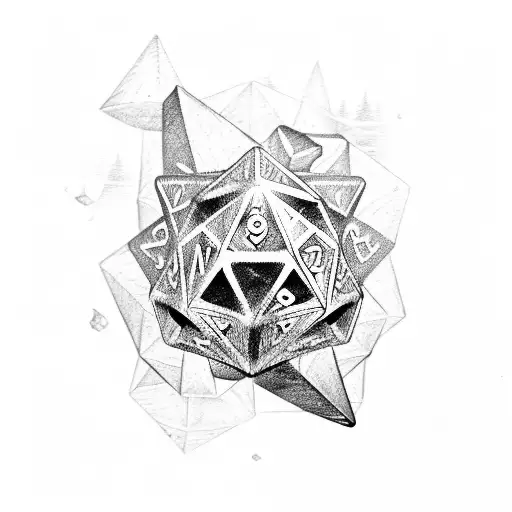 dnd dice set vertical flow tattoo design idea