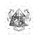 dnd dice set in the wind tattoo design idea
