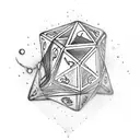 dnd dice set in motion, vertical tattoo design idea