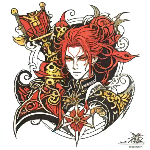 sketch of tattoo in anime style "Trinity blood" tattoo design idea