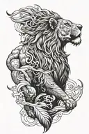 lion and mountain tattoo design idea