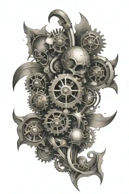 bio mechanical tattoo design idea